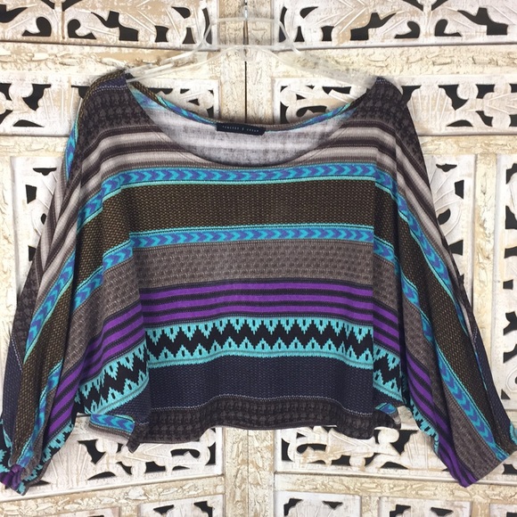 Peaches & Cream Aztec Stripe Cropped Sweater - Picture 1 of 5